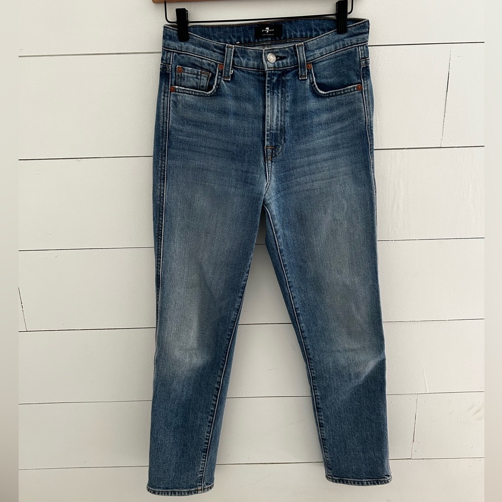 7 For All Mankind High- Waist Cropped Straight Jeans
